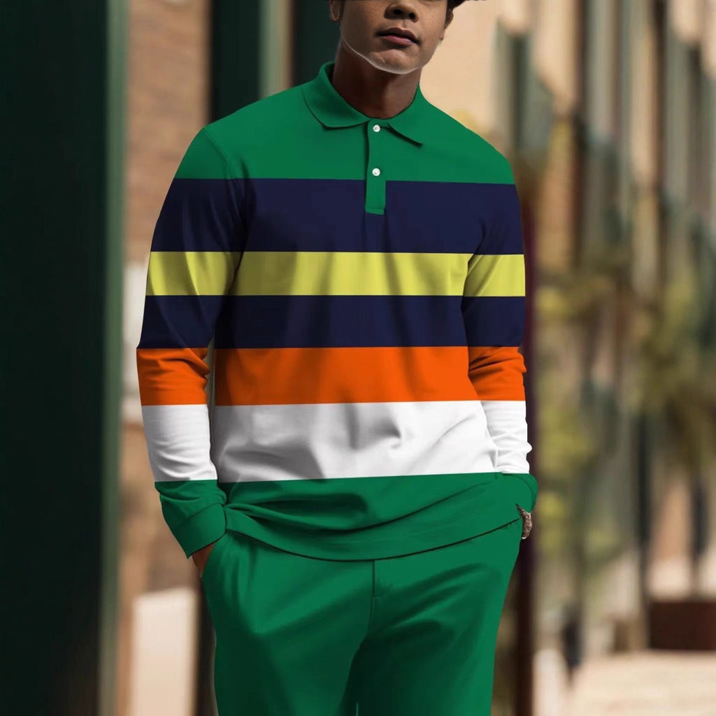 Gestreiftes Langarm-Polohemd für Herren – Bild 4 | LuxeStyle