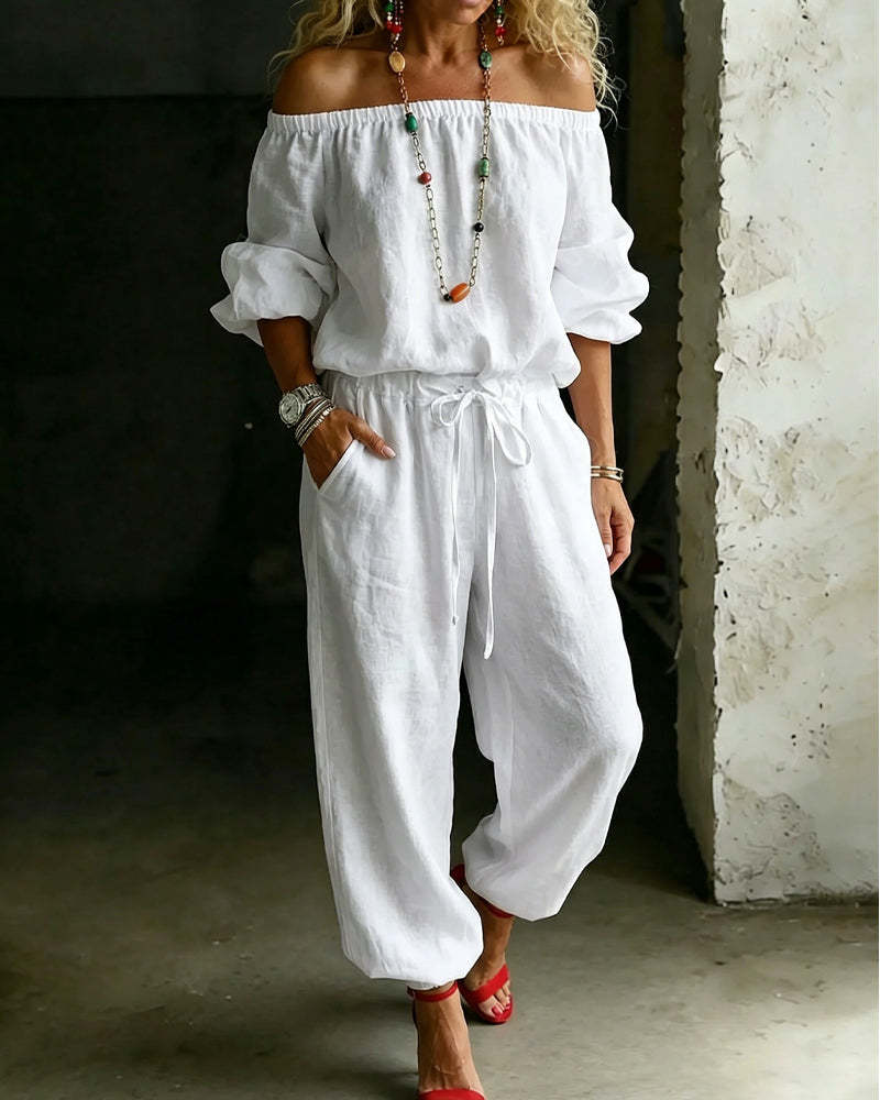 Jumpsuit Set: One-Shoulder Top & Jogger Hose