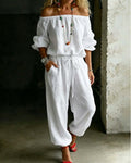 Jumpsuit Set: One-Shoulder Top & Jogger Hose