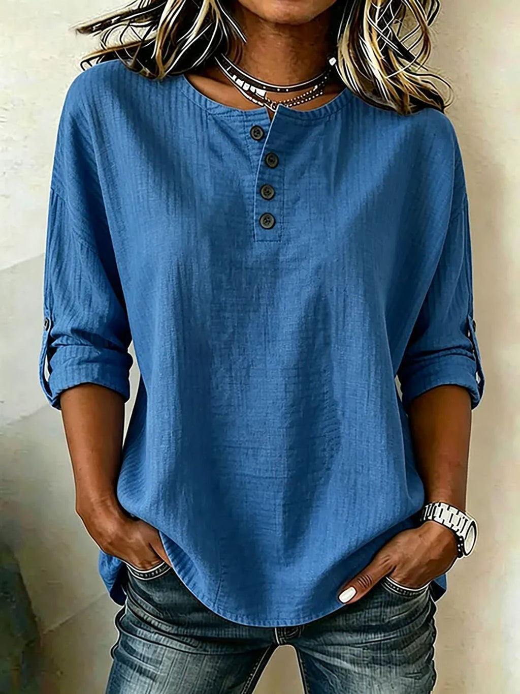 Damen Atmungsaktives 3/4-Arm-Shirt mit Manschetten