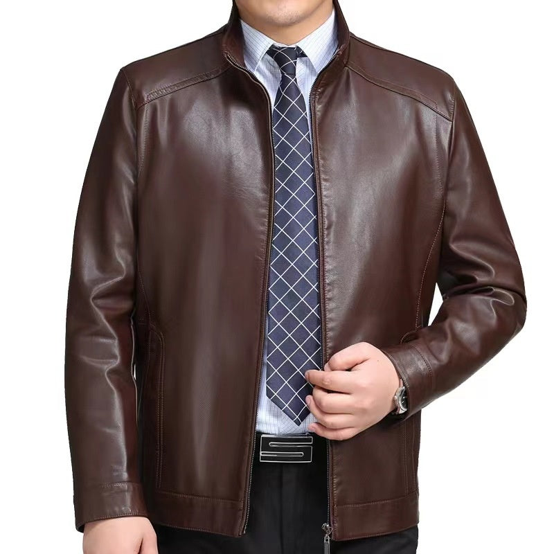 Herren-Imitatlederjacke mit Fleecefutter
