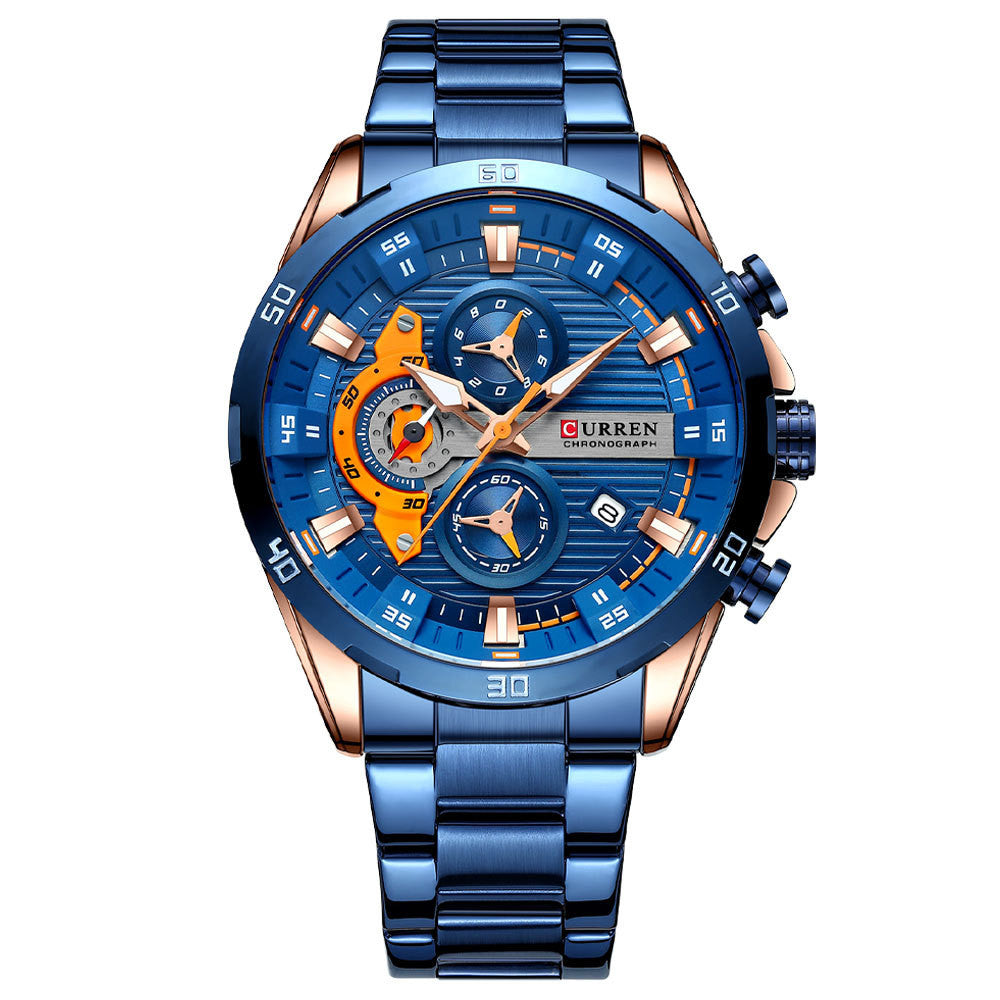 Herrenuhr mit sechs Zeigern, Stahlarmband, Quarz – Bild 3 | LuxeStyle