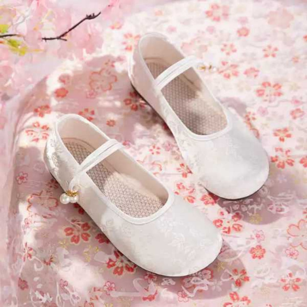 Chinesische Satin Flats – Mary Jane Stil