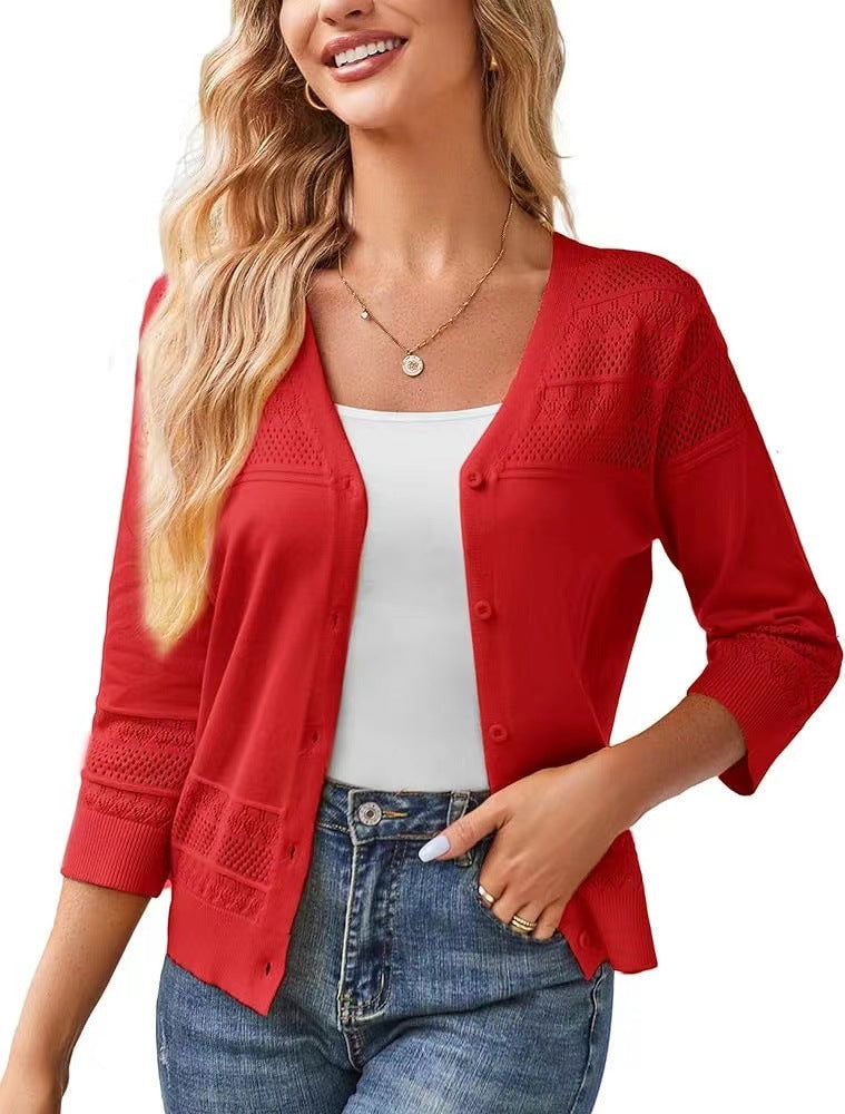 Kurzer Strick-Cardigan mit V-Ausschnitt