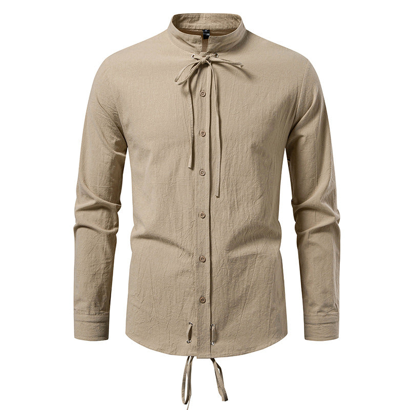 Pirate Langarmhemd aus Baumwolle-Leinen-Mix | LuxeStyle