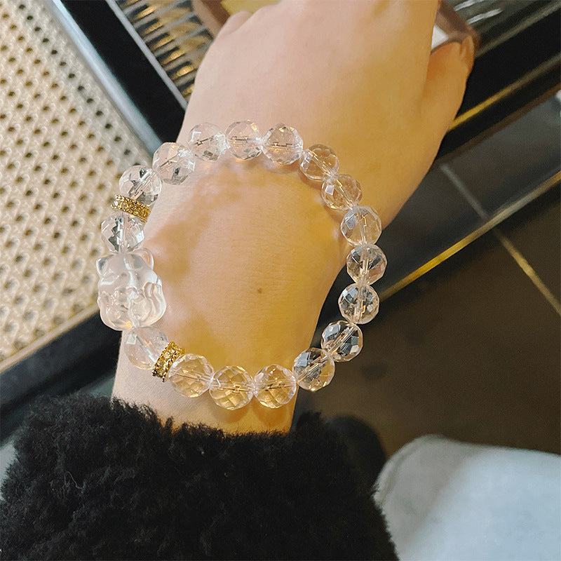 Armband mit facettiertem weissem Naturkristall – Bild 3 | LuxeStyle