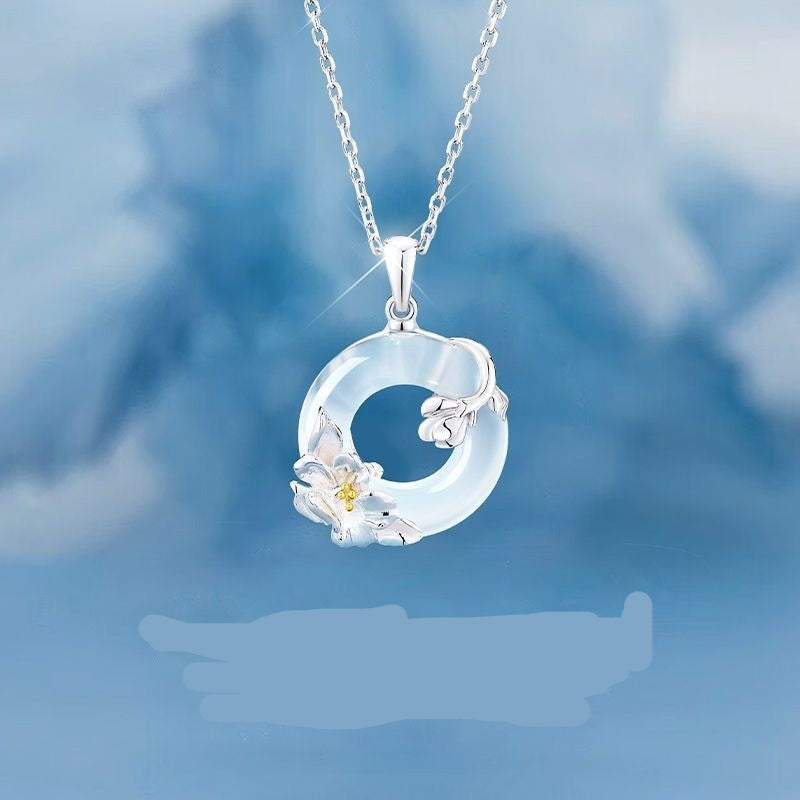 S925 Silber-Halskette «Camélia» – Blüten-Anhänger