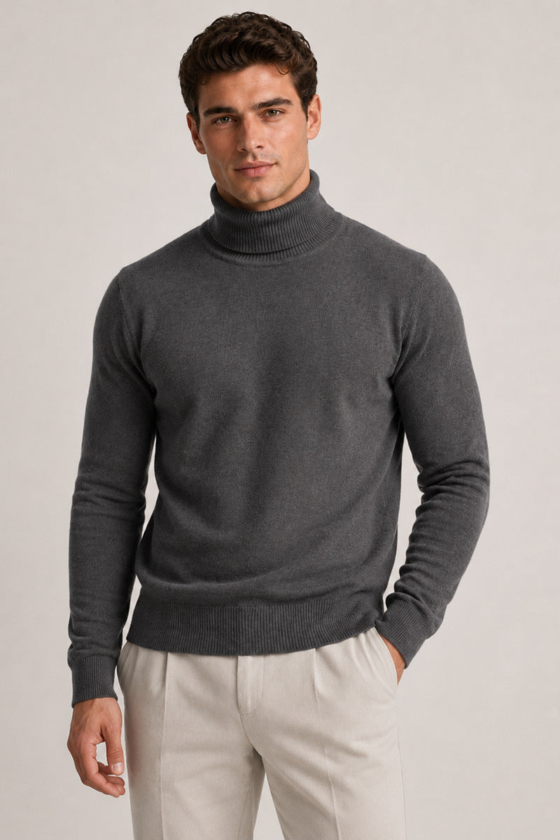 Herren-High-Neck-Longsleeve Winterpullover
