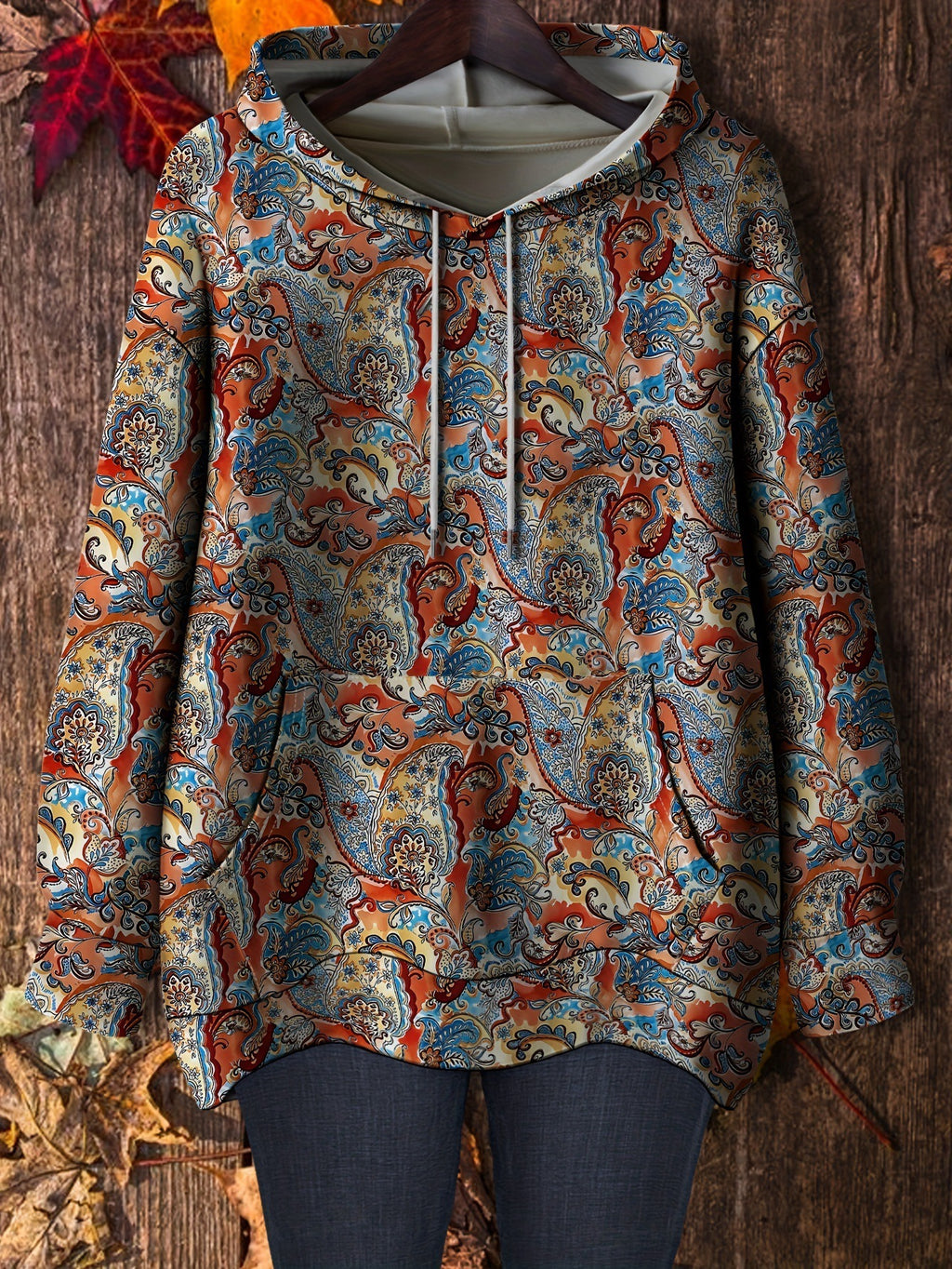 Tulpen-Print & Kartoon Schädel Hoodie Damen Herbst