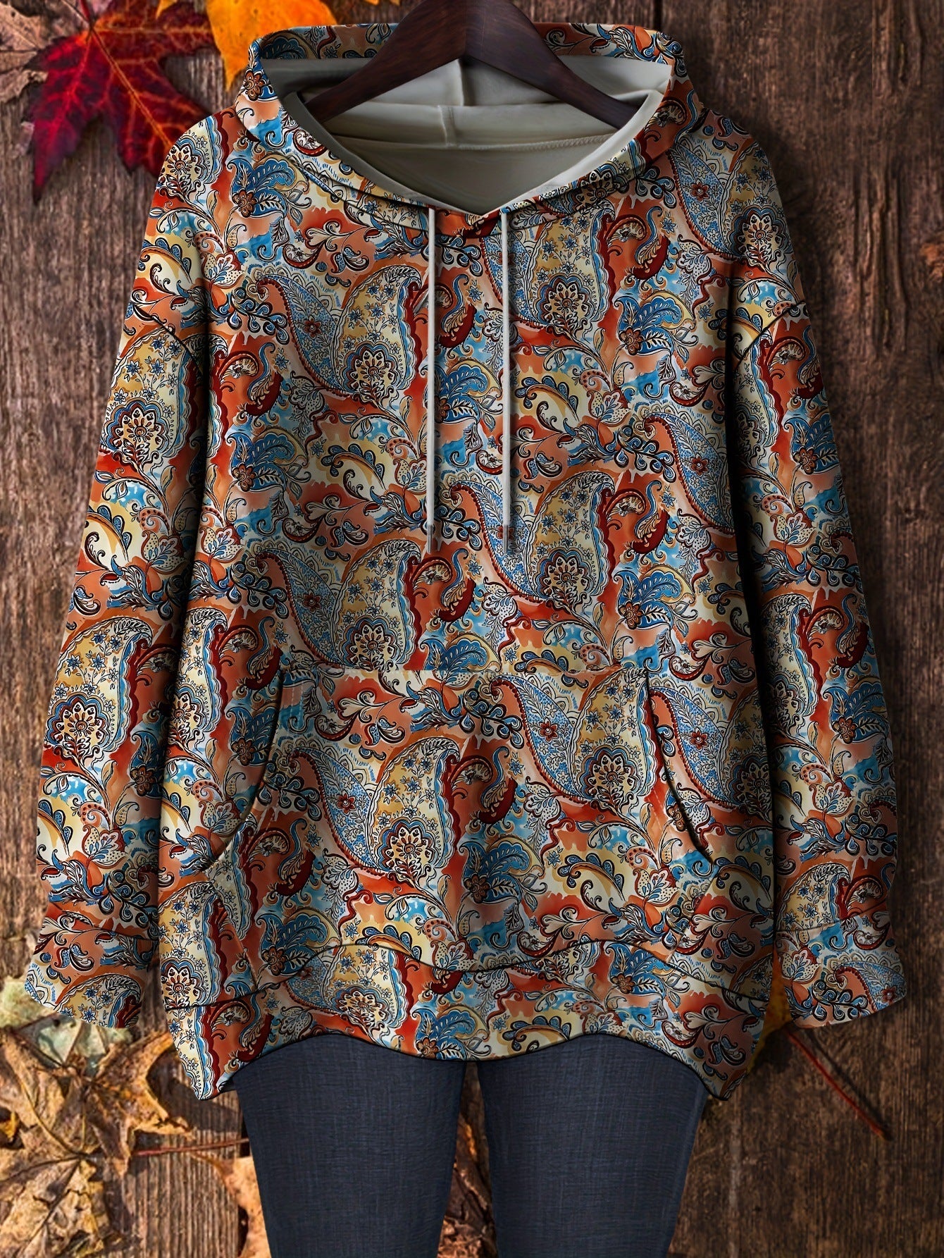 Tulpen-Print & Kartoon Schädel Hoodie Damen Herbst