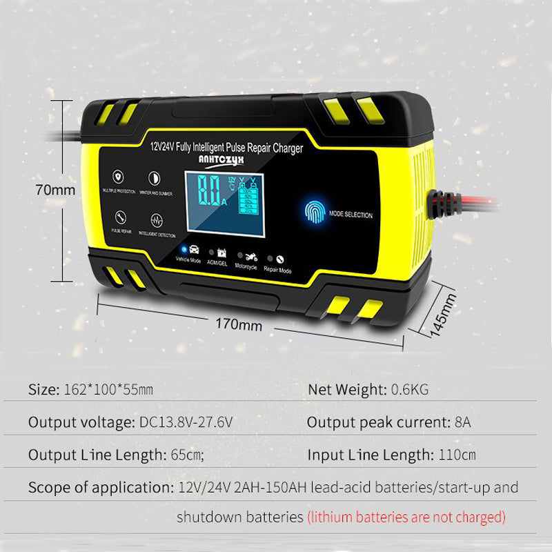 Automatisches 12V/24V LCD Batterieladegerät
