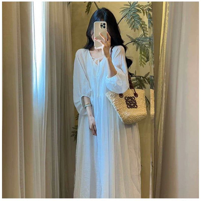 V-Ausschnitt Midi-Kleid
