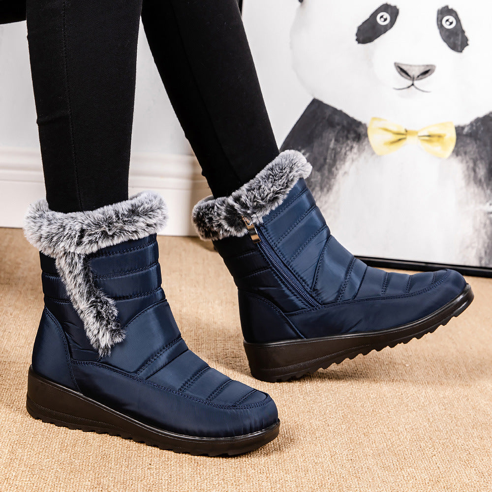 Gefütterte Damen-Schneestiefel mit Kunstfellkragen