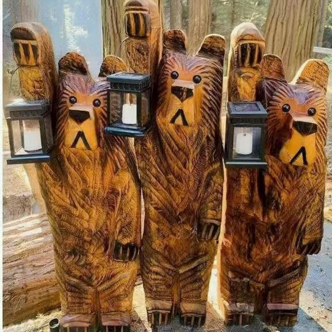 Holzgeschnitzte Bärenfigur mit LED-Licht – Bild 5 | LuxeStyle
