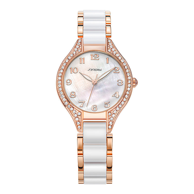 Wasserdichte Quarzuhr mit Diamant-Stahlarmband