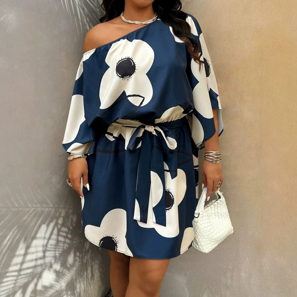 Off-Shoulder A-Linien Kleid mit Blumenmuster – Bild 3 | LuxeStyle