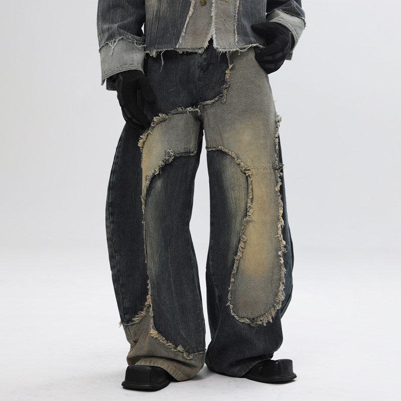 Vintage Patchwork Jeansjacke für Herren