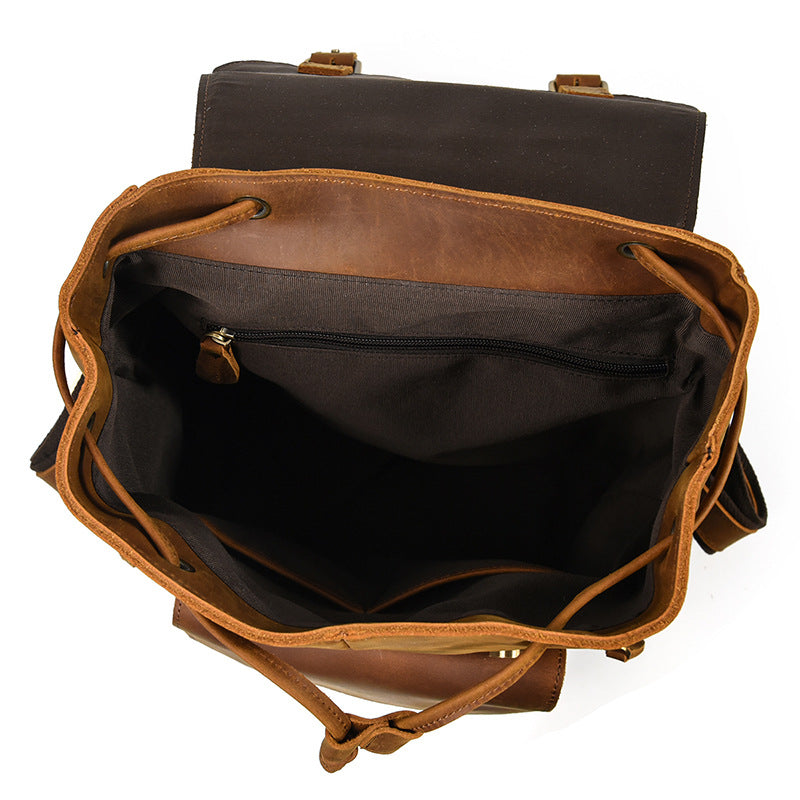 Retro-Casual Leder-Rucksack 20 L, braun – Bild 5 | LuxeStyle