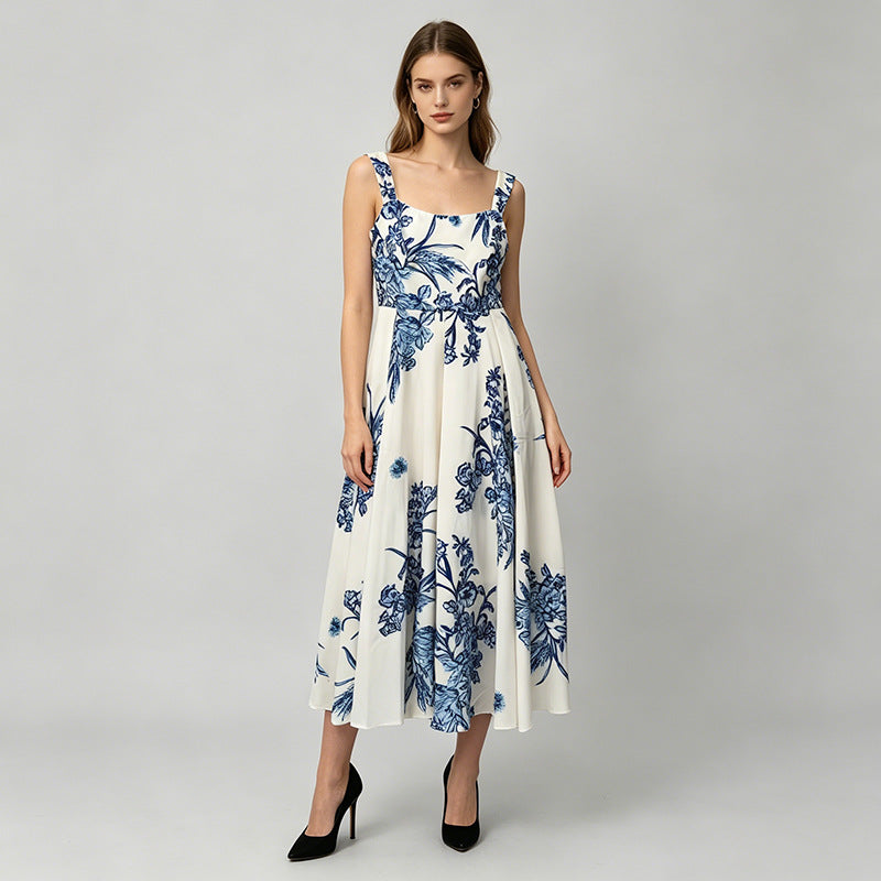 Maxi-Kleid mit Print und hohem Bund