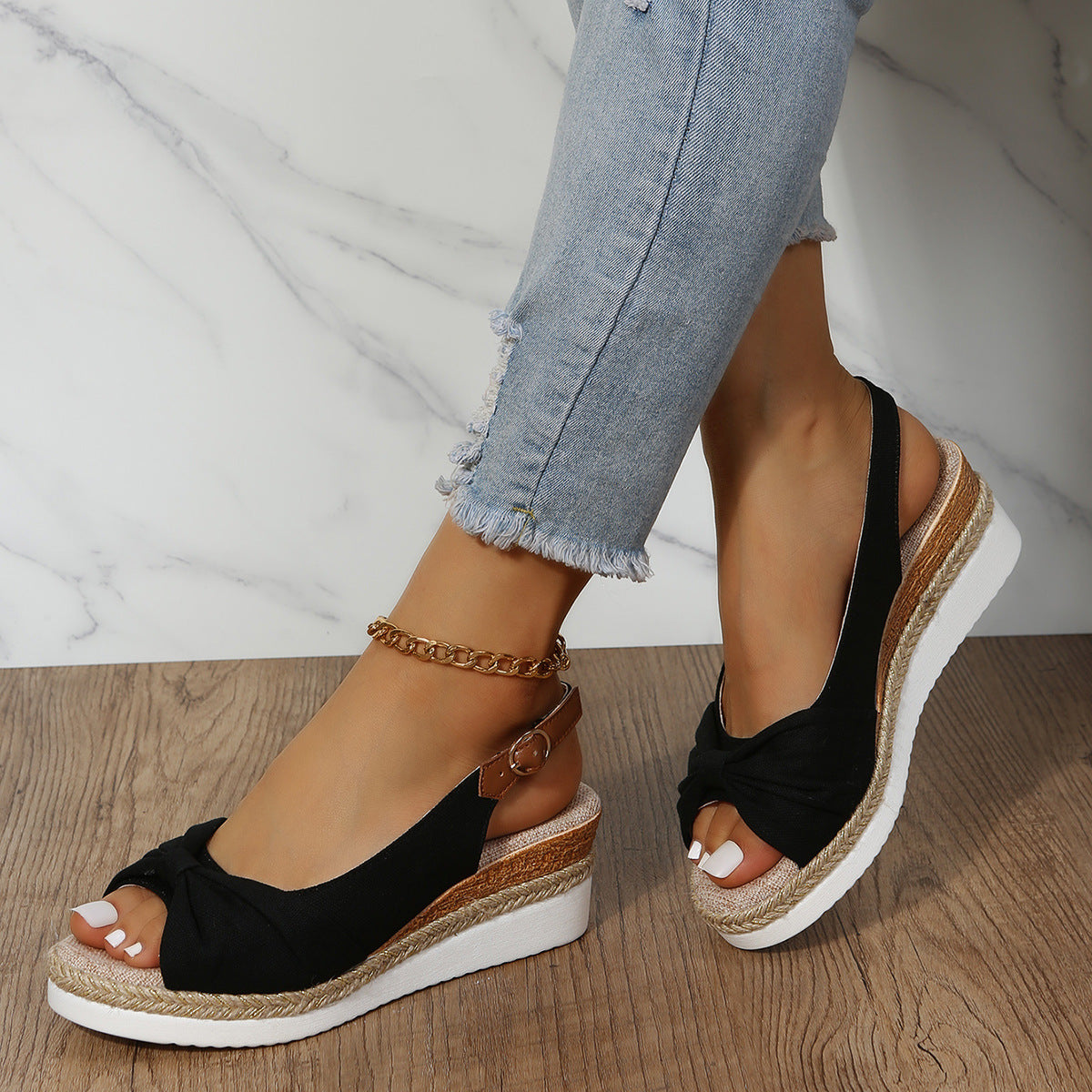 Keilsandalen mit Hanfseil und Schleife – Bild 2 | LuxeStyle