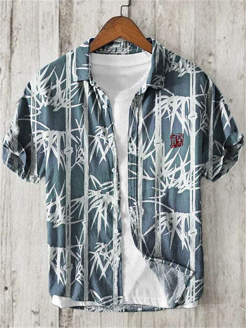 Bambus-Cotton Shirt mit maritimen Druck | LuxeStyle