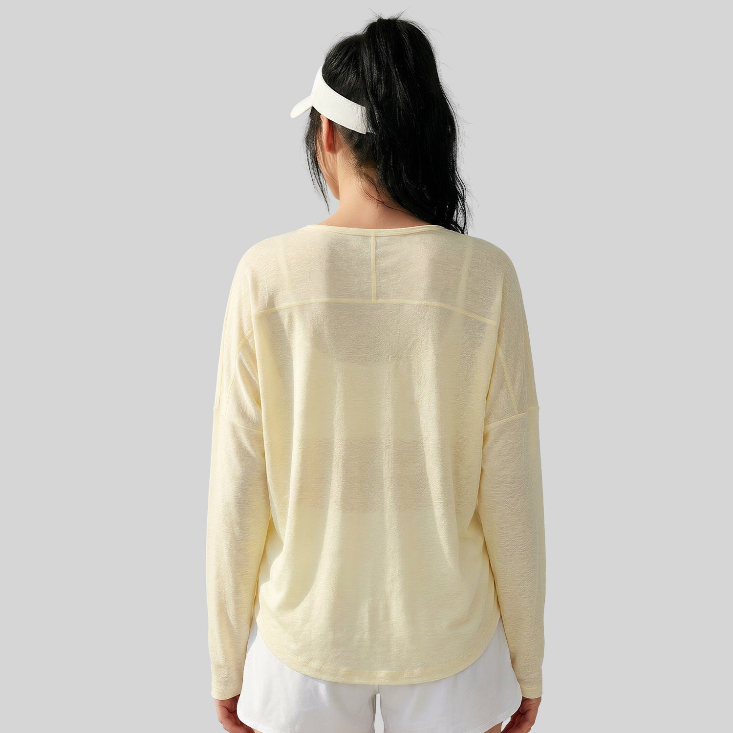 Langarm Yoga-Top mit Kordelzug