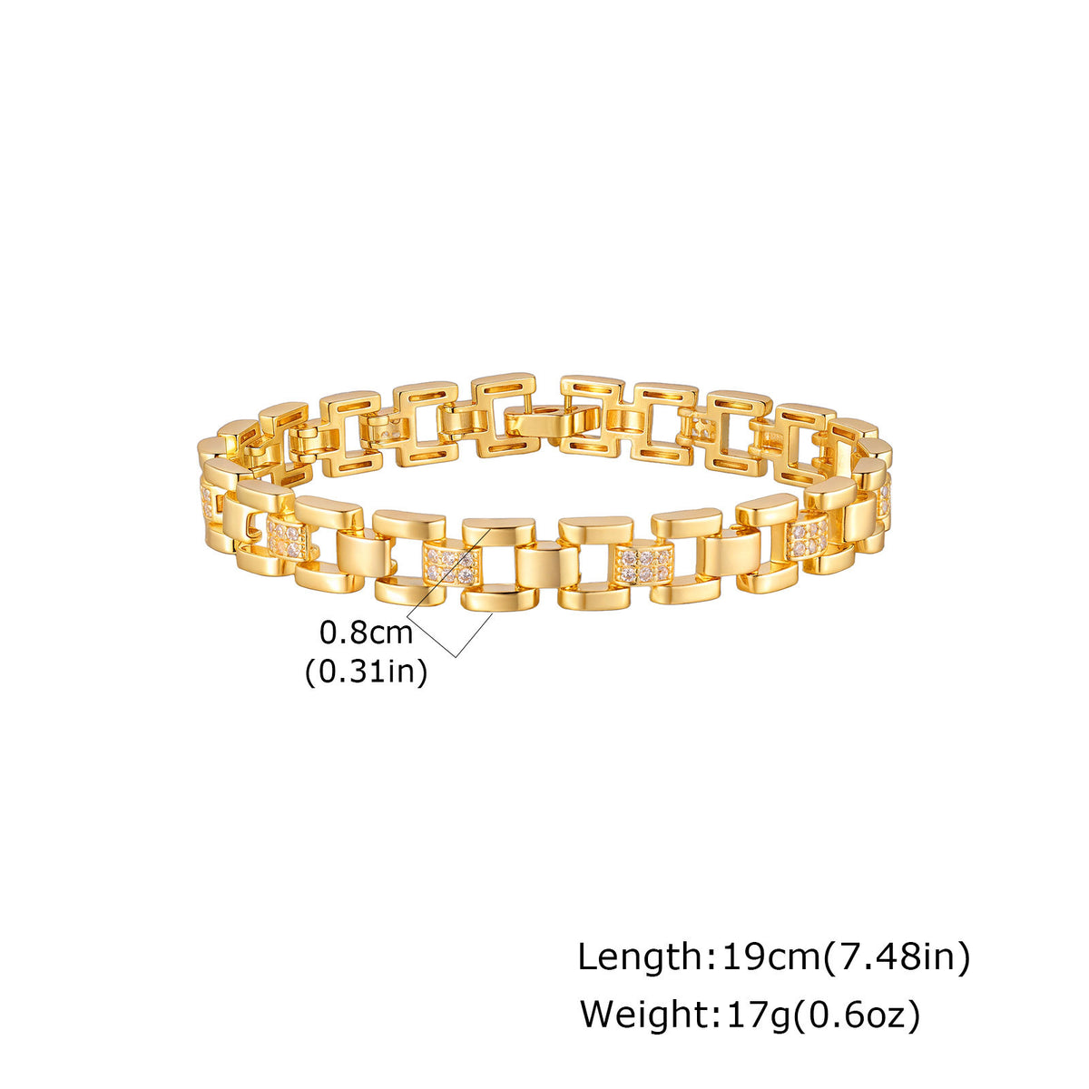 Kupfer Armband mit Zirkonia, Goldfarben – Bild 3 | LuxeStyle