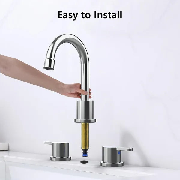 Badezimmerarmatur Edelstahl 2-Griff 8 Zoll 3-Loch 360°-Drehspülung mit