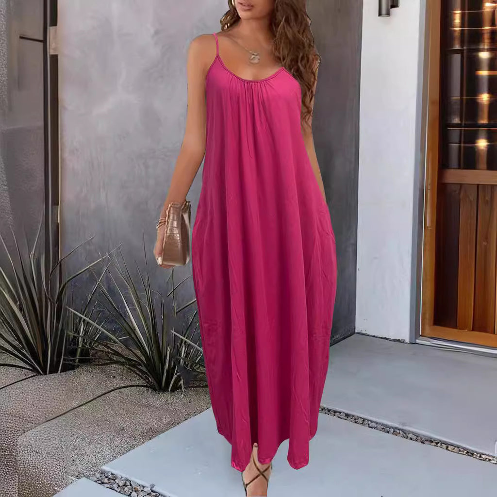 V-Ausschnitt Sommer-Slip-Kleid