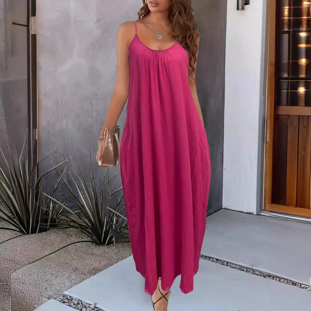 V-Ausschnitt Sommer-Slip-Kleid