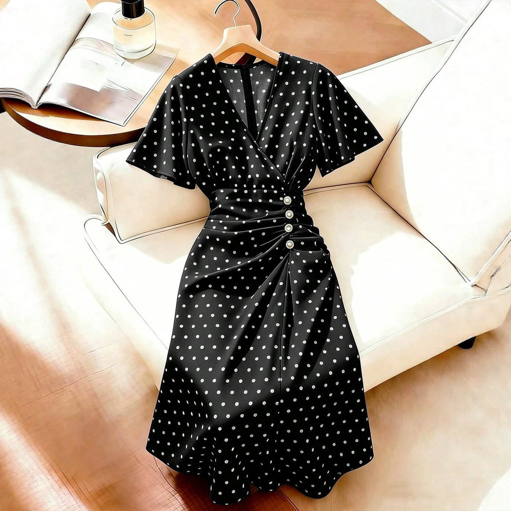 Gepunktetes Plus-Size Kleid im Loose Fit