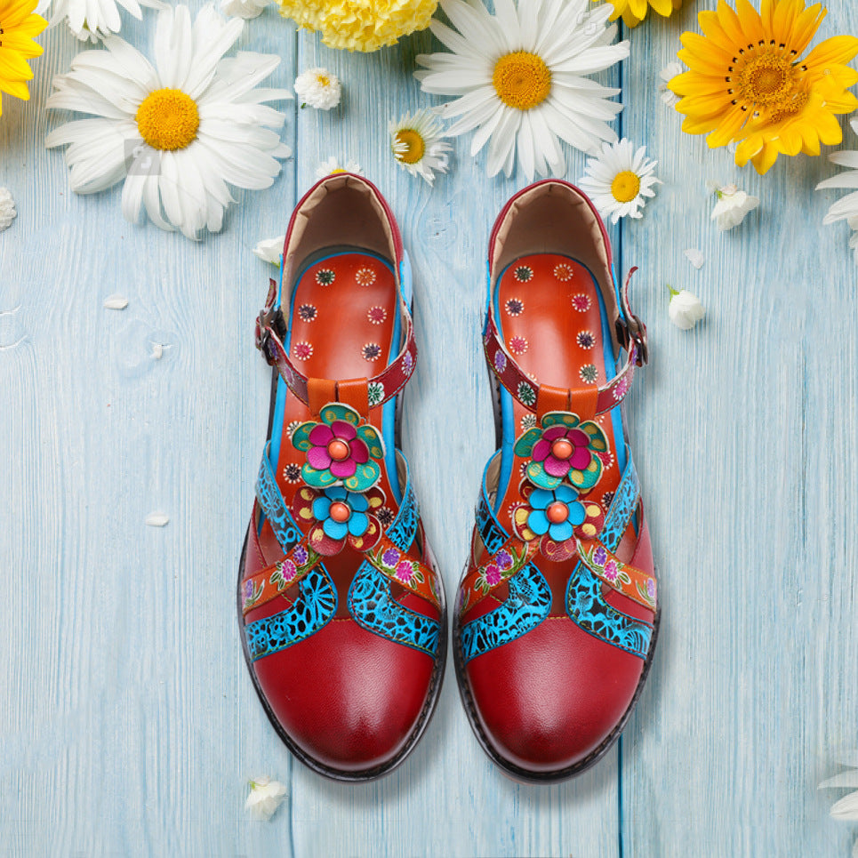 Retro Sandalen mit Kontraststreifen | LuxeStyle