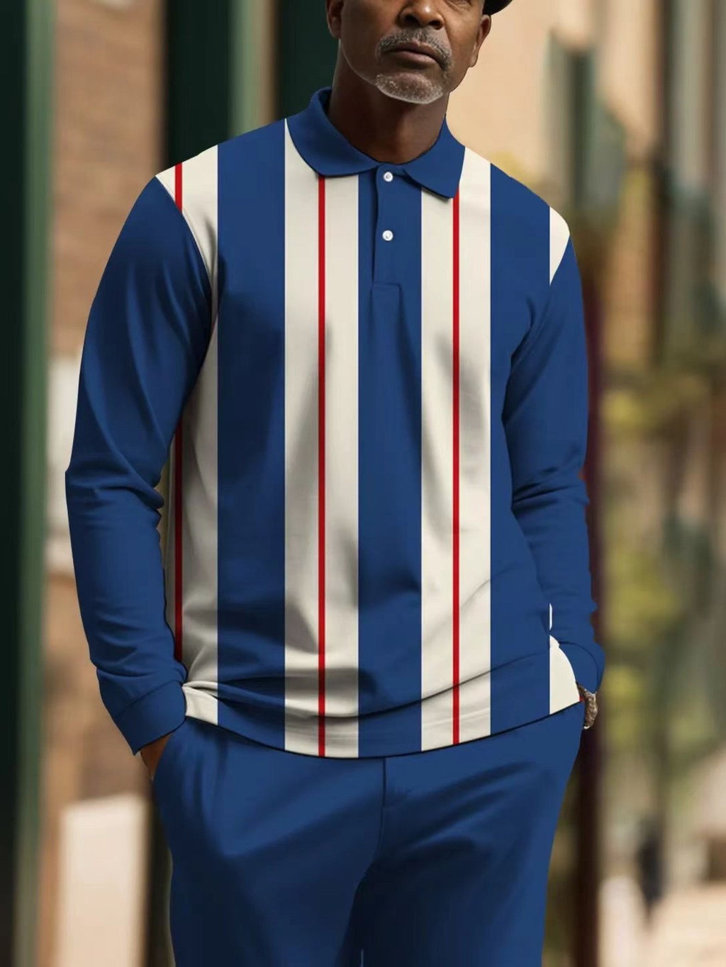 Gestreiftes Langarm-Polohemd für Herren – Bild 2 | LuxeStyle
