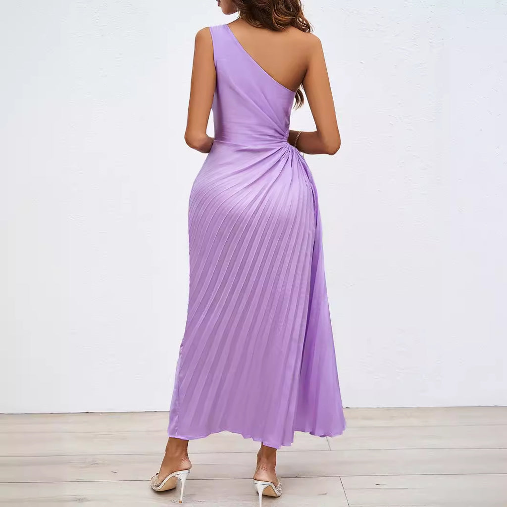 Damen One-Shoulder Plissee Kleid – Bild 5 | LuxeStyle