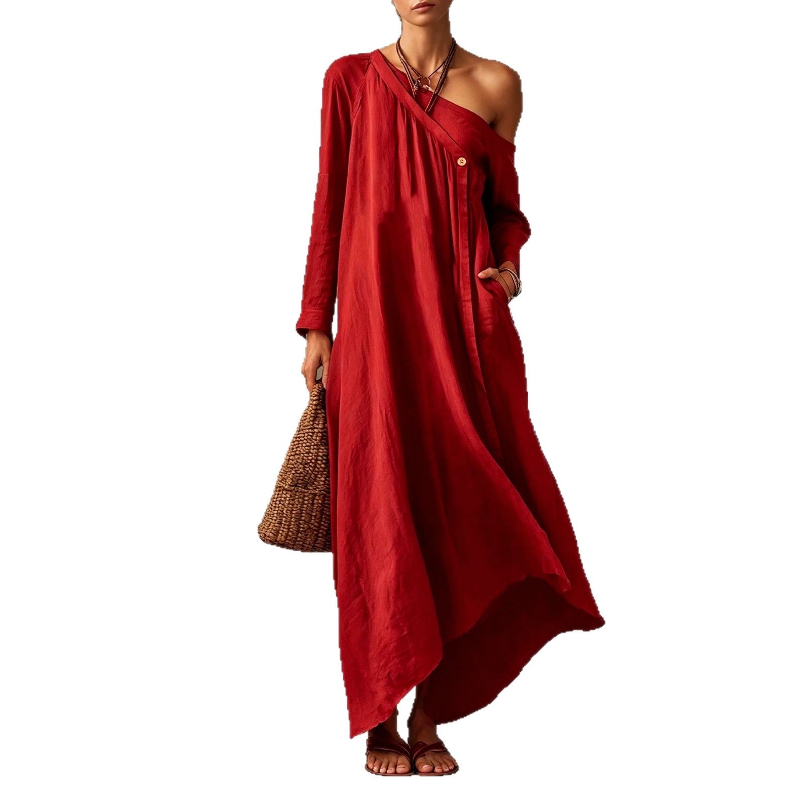 Langes Off-Shoulder-Kleid