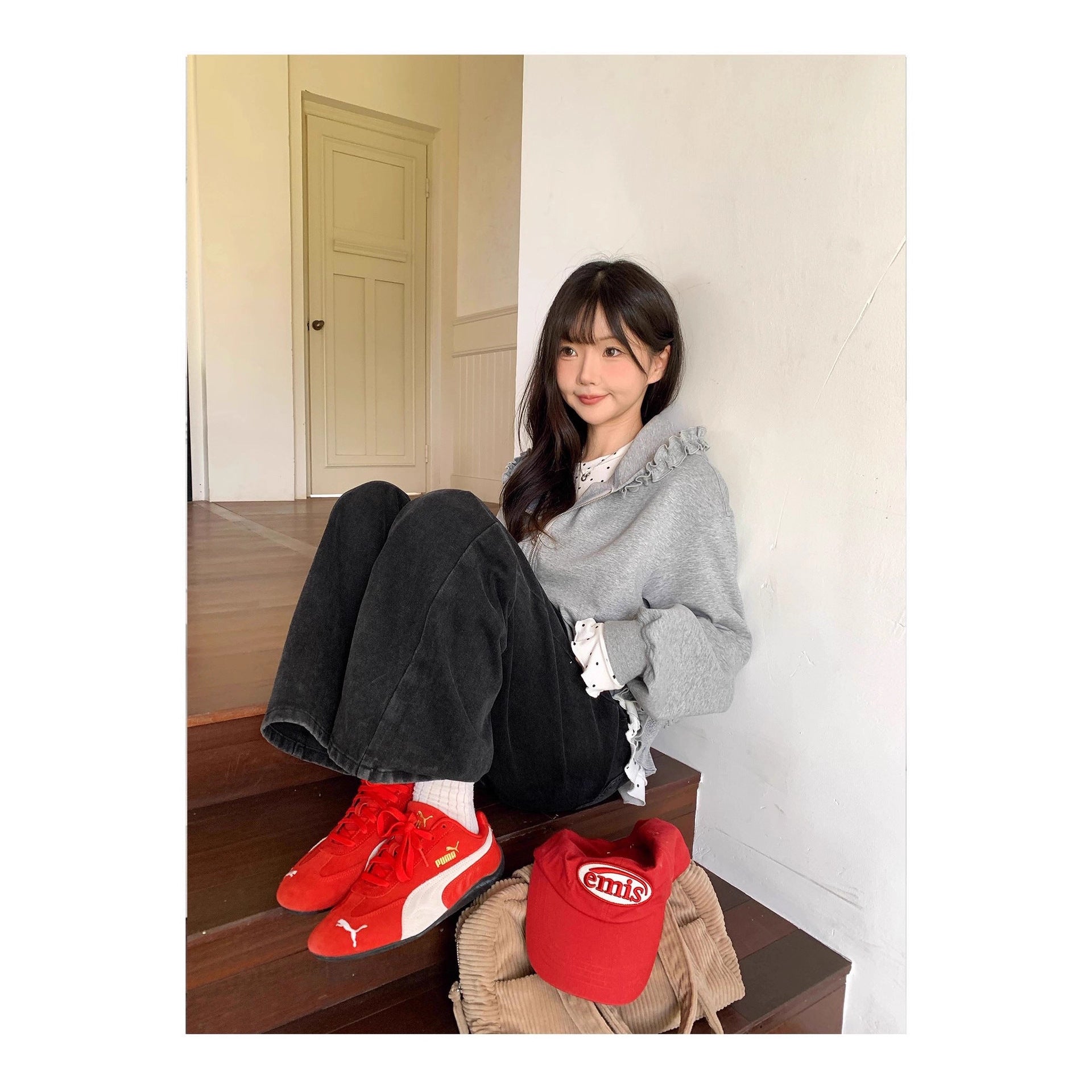 Grauer Hoodie Cardigan