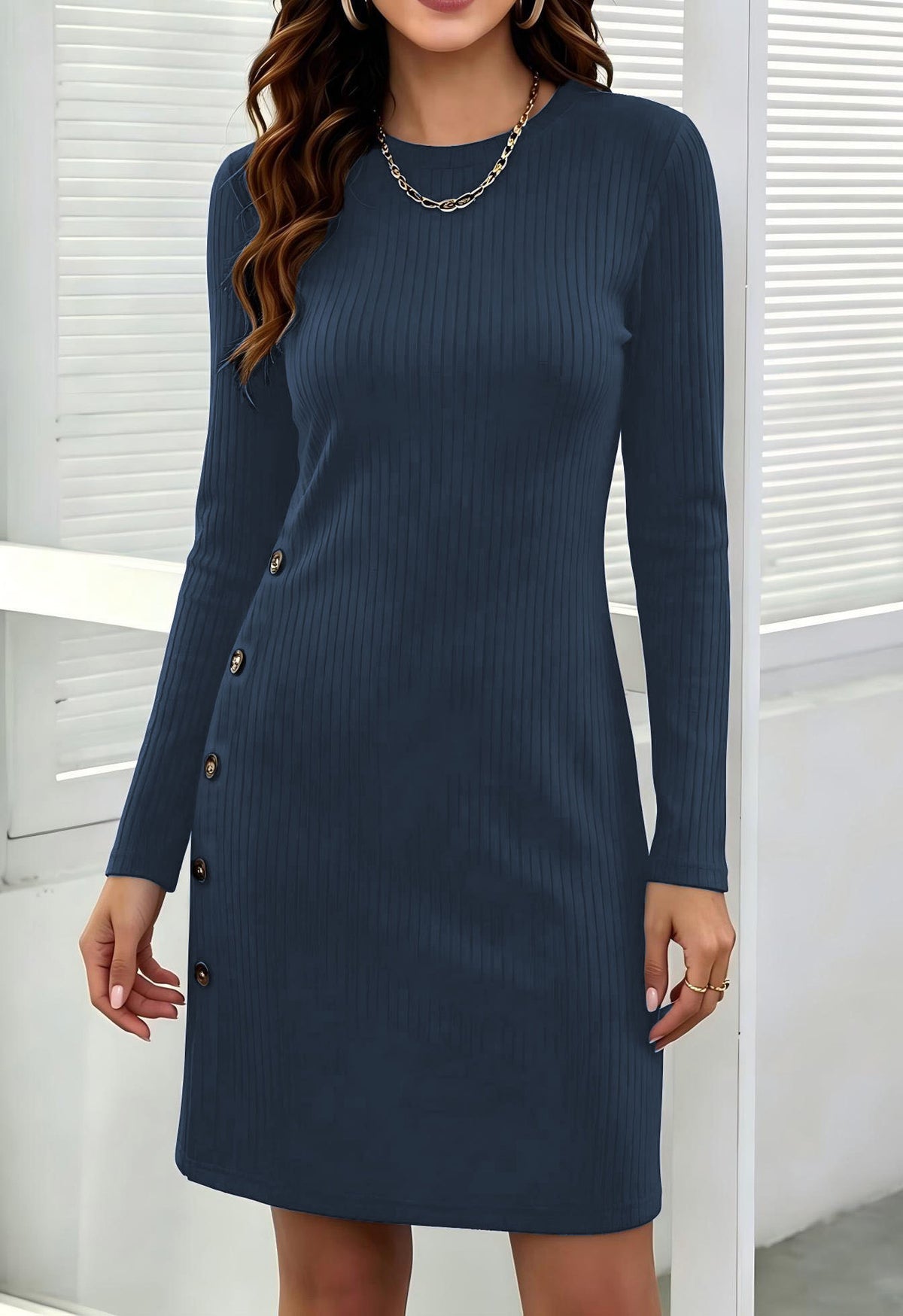 Bodycon Longsleeve-Kleid in Schwarz – Bild 5 | LuxeStyle