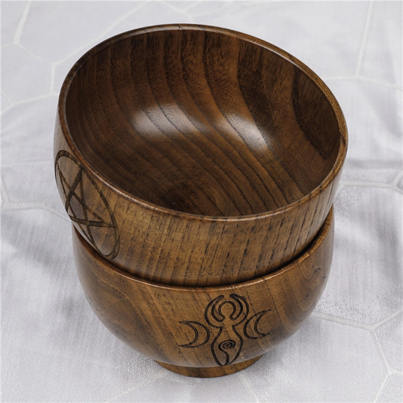 Holzschale mit Mondgöttin und Pentagramm – Bild 1 | LuxeStyle