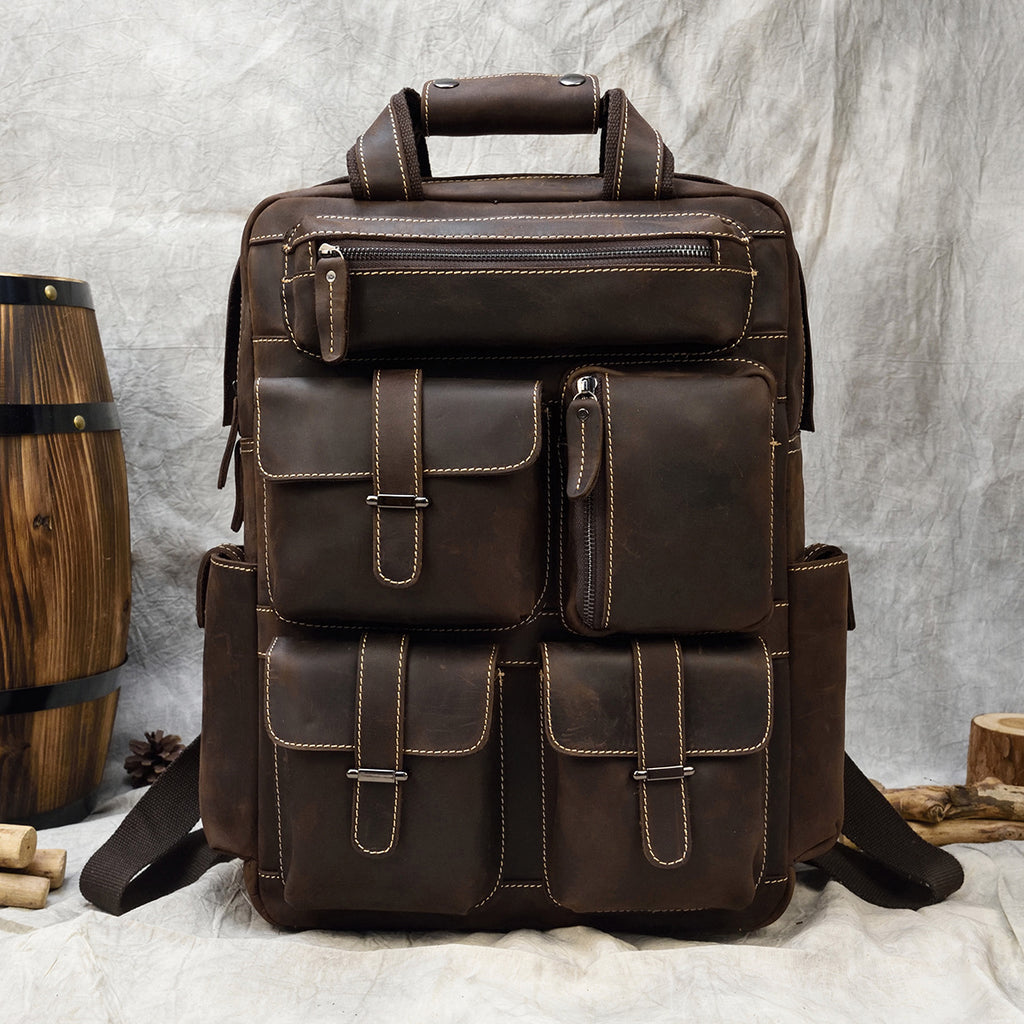 Grosses Leder-Outdoor-Rucksack | LuxeStyle