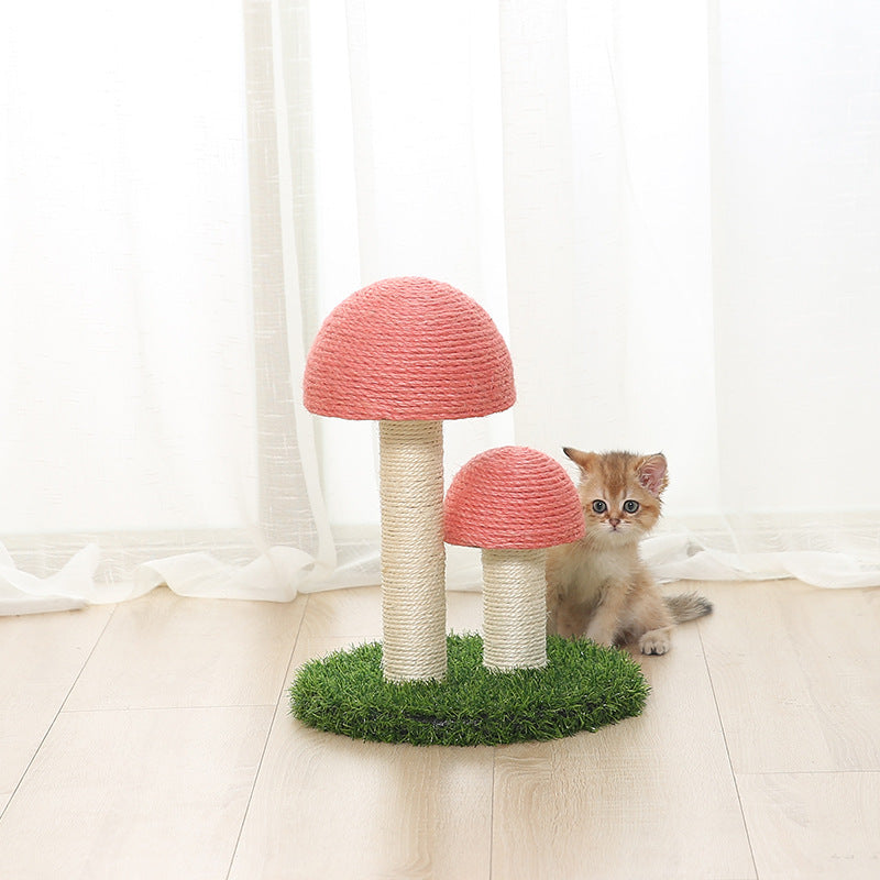 Pilz-Kratzbaum aus Naturleinen für Katzen