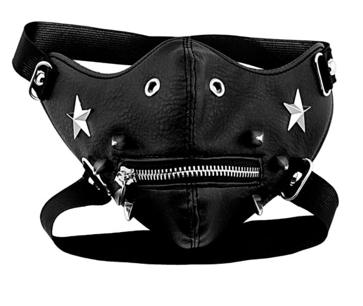 Leder Halbmaske Totenkopf-Reiter Schwarz