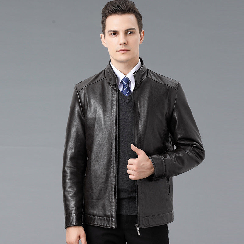 Leder- und Fellmantel mit Fleecefutter