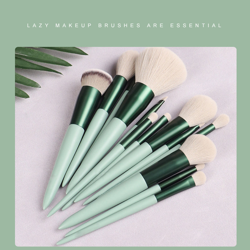 13-teiliges Make-up Pinselset Grün