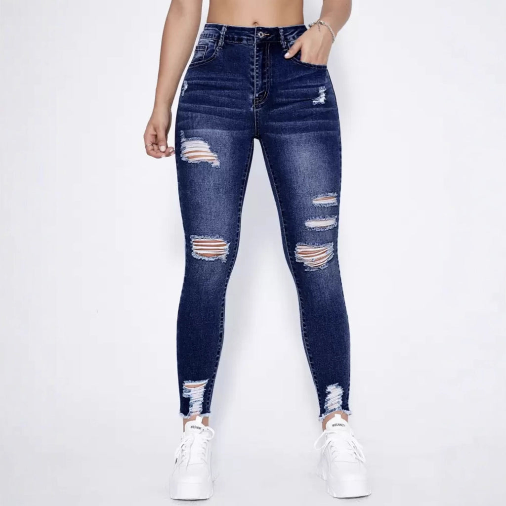 Gerissene Slim-Fit Dehnbare Damenjeans