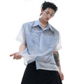 Kurzärmliges blaues Shirt – lockerer Schnitt – Bild 8 | LuxeStyle