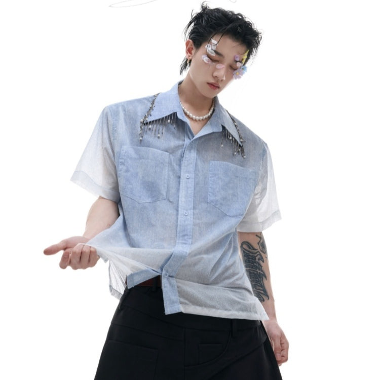 Kurzärmliges blaues Shirt – lockerer Schnitt – Bild 8 | LuxeStyle