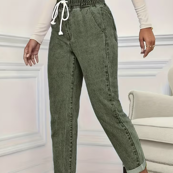Grüne Straight-Leg Jeans