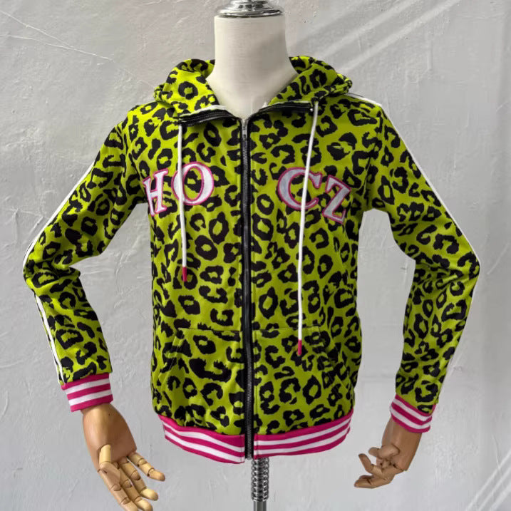 Gelber Leopard-Hoodie mit Teufelshörnern