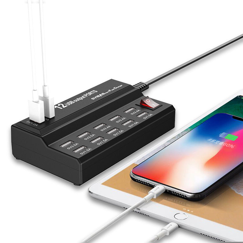 USB-Schnellladegerät mit 12 Anschlüssen