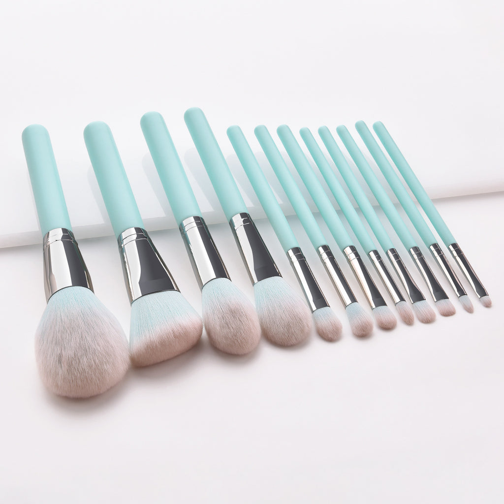 12 hellblaue Make-up Pinsel